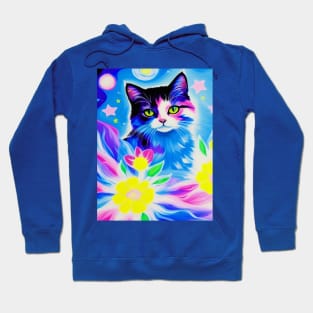 Cosmic Floral Kawaii Cat Hoodie